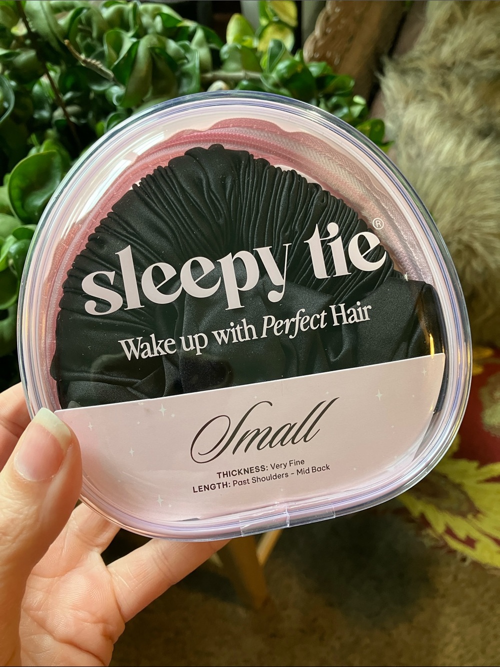 Sleepy Tie Small Black Hair Sleeping Scrunchie - Wake Up with Perfect Hair